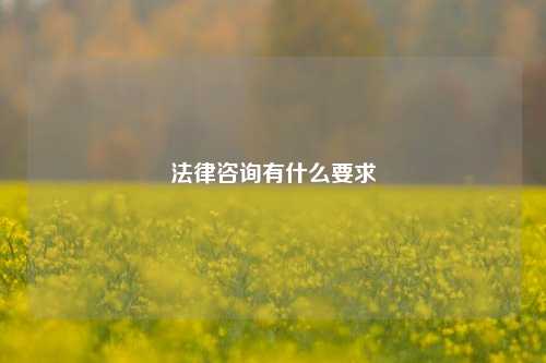 法律咨询有什么要求