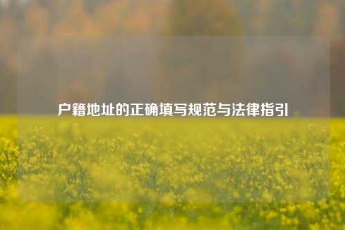 户籍地址的正确填写规范与法律指引