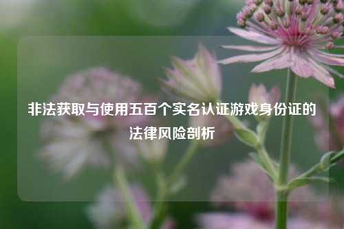 非法获取与使用五百个实名认证游戏身份证的法律风险剖析